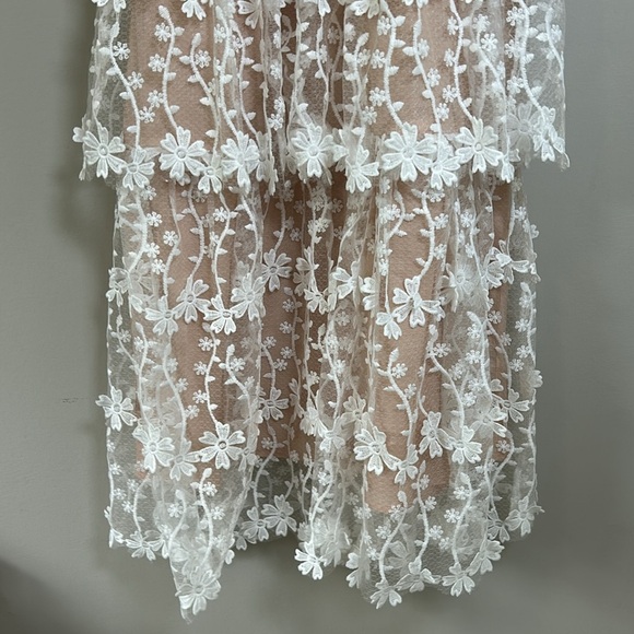Endless Rose Crochet Layered Midi Dress White Sweetheart neckline Lined Sz S - Picture 6 of 16